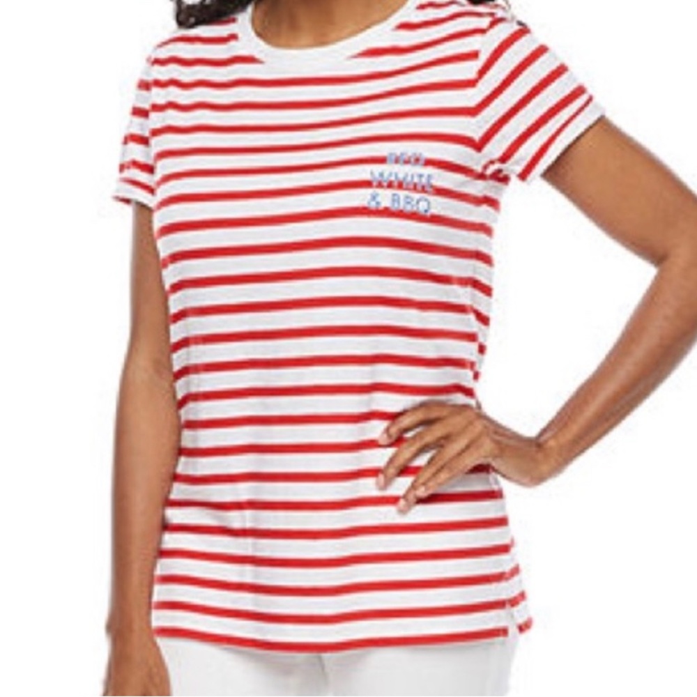 ST John's Bay Women Red, White, & BBQ Shirt